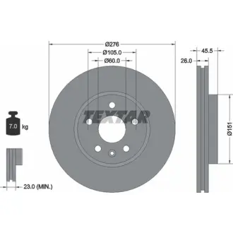 Диск гальмівний (передній) Opel Astra J 09- (276x26) PRO TEXTAR 92198903