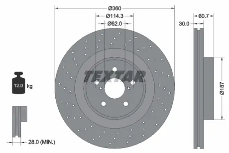Тормозной диск TEXTAR 92199703