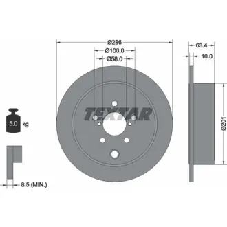 Диск гальмівний (задній) Subaru Forester 08-/Impreza 08-/Outback 08- (286x10) TEXTAR 92200000