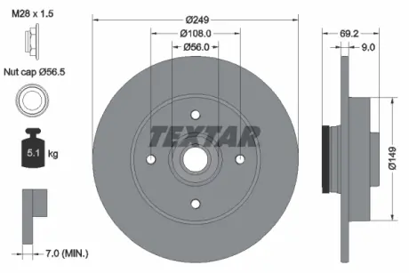 Тормозной диск TEXTAR 92202100
