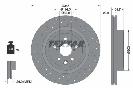 Тормозной диск TEXTAR 92204203