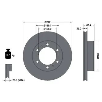 Диск гальмівний (передній) Toyota Hilux VII 05-15 (297x25) TEXTAR 92222600