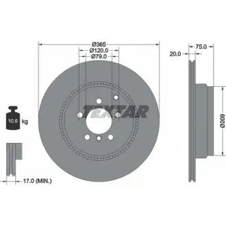 Диск гальмівний LAND ROVER Range Rover "R D=365mm "09-12 TEXTAR 92224803