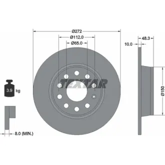 Диск гальмівний (задній) VW Caddy 03- (272x10) PRO TEXTAR 92224903