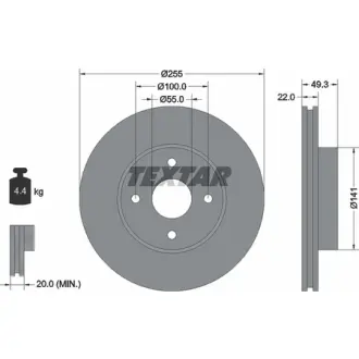 Тормозной диск TEXTAR 92226300