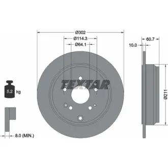 Диск гальмівний (задній) Honda CR-V IV 12-16 (302x10) PRO TEXTAR 92227203