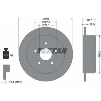 Диск гальмівний (задній) Jeep Wrangler 07- (316x12) TEXTAR 92227700