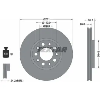 Диск гальмівний передн лів/прав ALFA ROMEO GIULIETTA FIAT 500X JEEP RENEGADE 1.0-2.0D 04.10- TEXTAR 92230103