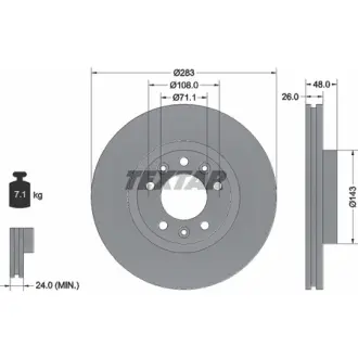 Диск гальмівний (передній) Peugeot 407 04-10/ 508 10-18/ Citroen Berlingo 18- (283x26) PRO TEXTAR 92232503