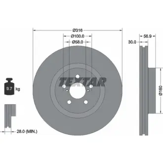 Диск тормозной TEXTAR 92236503