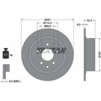 Диск гальмівний (задній) Nissan Juke 10-/Qashqai 07- (291x9) PRO TEXTAR 92237103