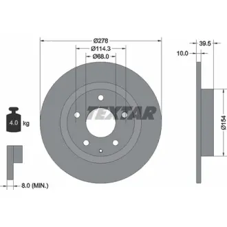Диск гальмівний (задній) Mazda 6 12- (278x10) PRO TEXTAR 92254703