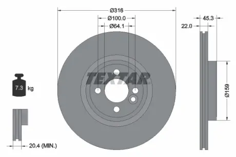 Тормозной диск TEXTAR 92255005