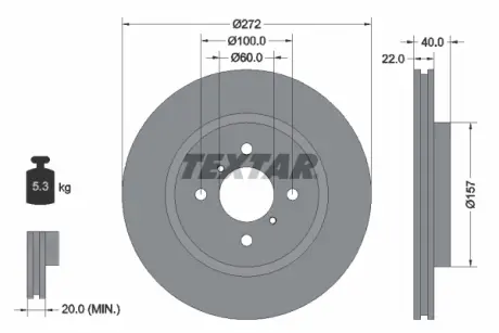 Тормозной диск TEXTAR 92255303