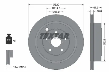 Тормозной диск TEXTAR 92255903