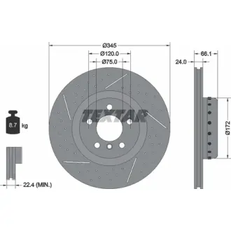 Диск гальмівний (задній) BMW 3 (F30/F80) 12-18 (345x24) PRO+ B38/B47/B48/N20/N47 TEXTAR 92265225