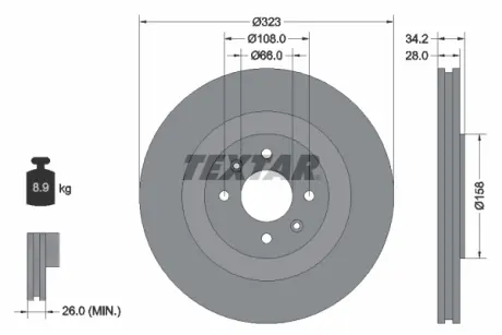 Тормозной диск TEXTAR 92267103