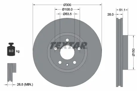 Тормозной диск TEXTAR 92268603