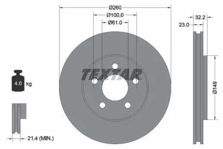 Тормозной диск TEXTAR 92271603