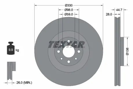 Тормозной диск TEXTAR 92272403