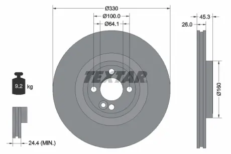 Тормозной диск TEXTAR 92275403