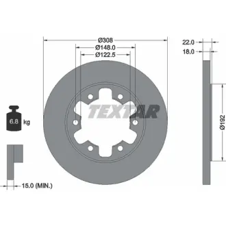 Диск гальмівний (задній) Ford Transit 13- (RWD) (308х18) PRO TEXTAR 92275803