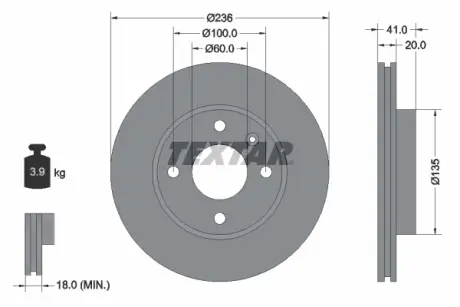 Тормозной диск TEXTAR 92278703
