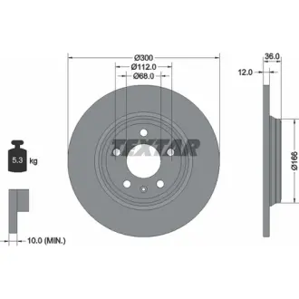 Диск гальмівний (задній) Audi A4/A5/A6/A7/Q5 11- (300x12) PRO TEXTAR 92282803