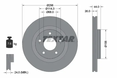 Диск гальмівний передн Лів-Прав NISSAN JUKE. PULSAR 1.6 06.10- TEXTAR 92285905