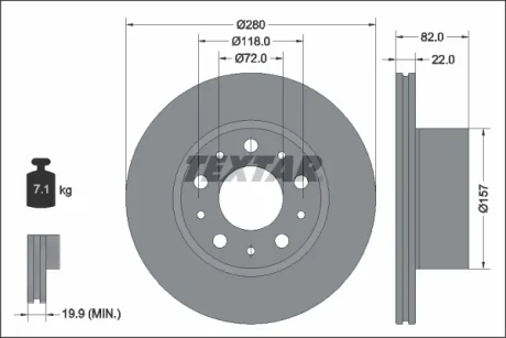 Диск гальмівний задн лів/прав FIAT DUCATO 2.2D 07.21- TEXTAR 92344903