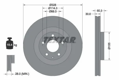 Диск гальмівний передн MAZDA CX-60 3.3DH 11.22- TEXTAR 92352303