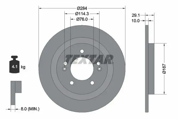 Диск гальмівний задн лів/прав HYUNDAI IONIQ KIA NIRO, NIRO I 1.6H/Electric 03.16- TEXTAR 92352503 (фото 1)