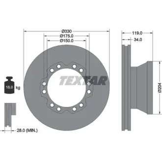 Тормозной диск TEXTAR 93187800