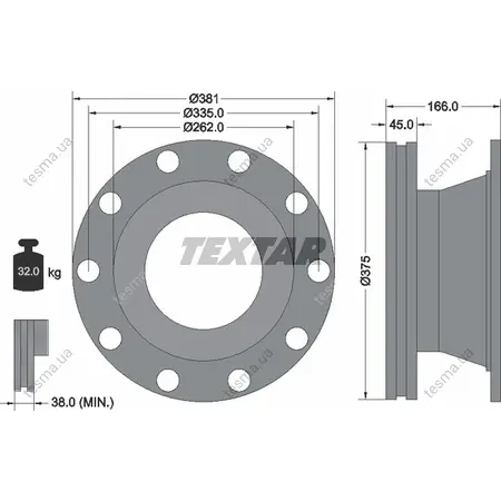 Тормозной диск TEXTAR 93192500 (фото 1)