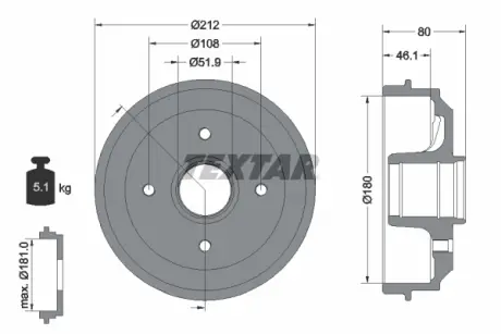 Тормозной барабан TEXTAR 94014200