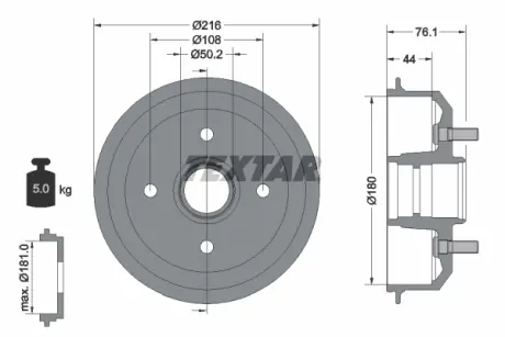 Тормозной барабан TEXTAR 94018500
