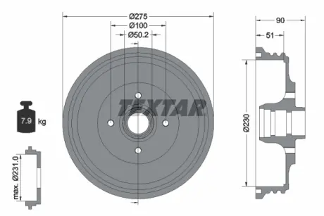 Тормозной барабан TEXTAR 94018900