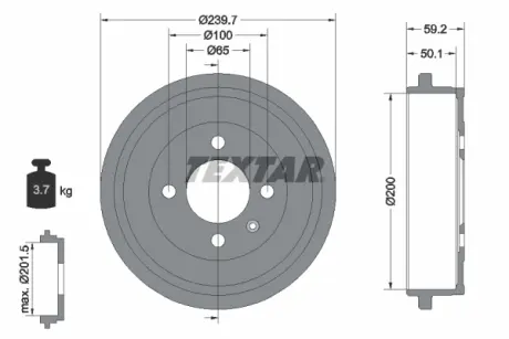 Тормозной барабан TEXTAR 94022800