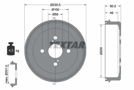 Тормозной барабан TEXTAR 94025600