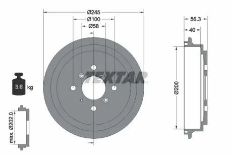 Тормозной барабан TEXTAR 94026300