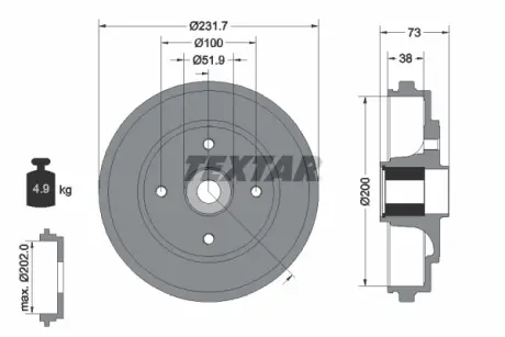 Тормозной барабан TEXTAR 94027800