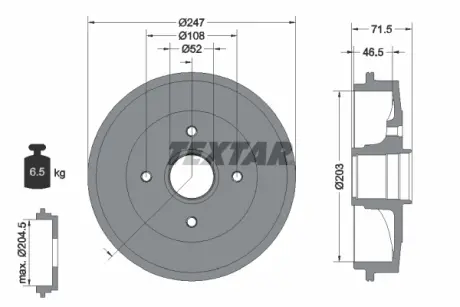 Тормозной барабан TEXTAR 94028200