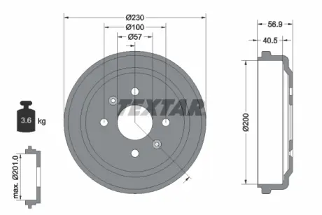 Тормозной барабан TEXTAR 94032100