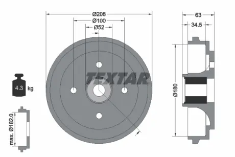 Тормозной барабан TEXTAR 94032500