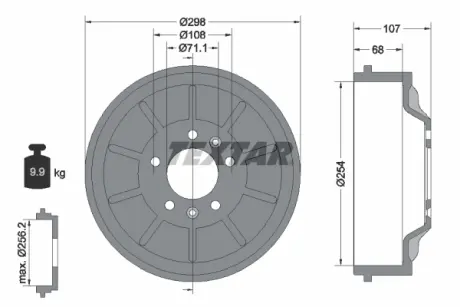 Тормозной барабан TEXTAR 94032900