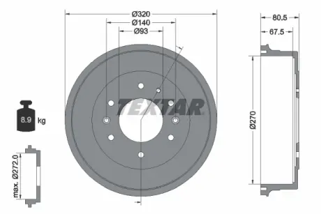 Тормозной барабан TEXTAR 94033500