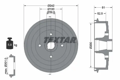 Тормозной барабан TEXTAR 94035100