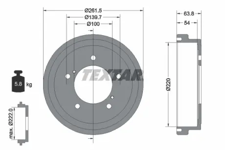 Тормозной барабан TEXTAR 94037800