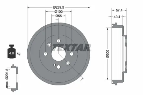 Тормозной барабан TEXTAR 94038400