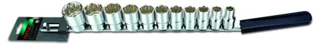 Набір дюймових головок 12-гр. 1/2" 11 од. (на планці) TOPTUL GBAQ1102